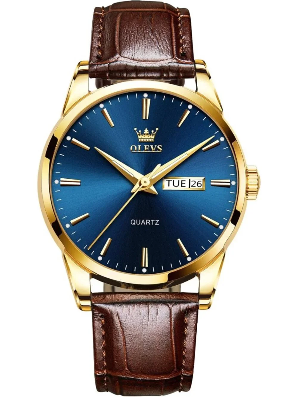 Men's Casual Leather Watch - Easy Read Analog, Minimalist Waterproof Quartz